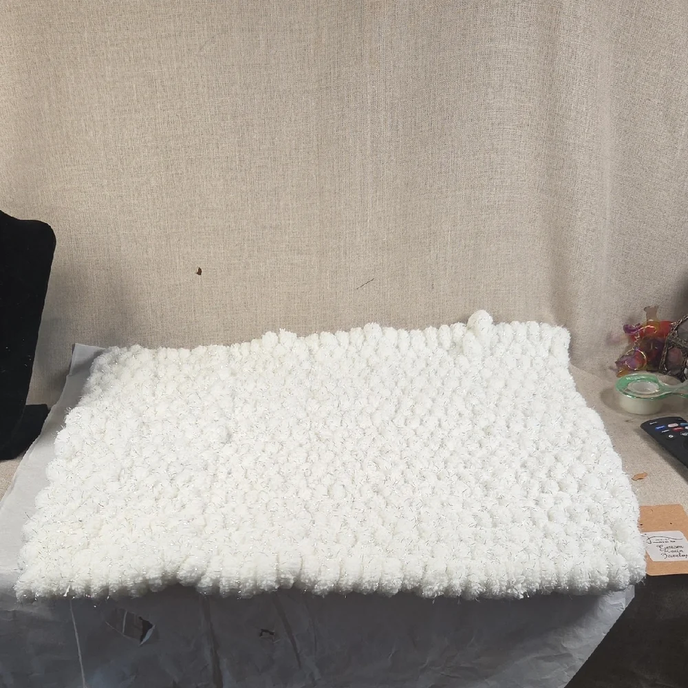 Luxurious White Textured Throw Blanket